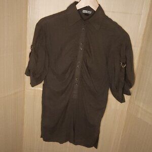 Body Central Womens Brown Cotton Tunic Top Small